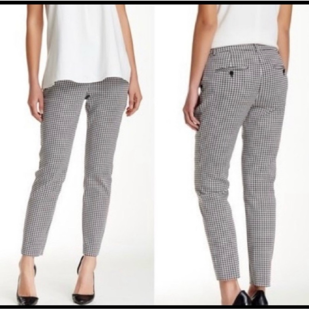 THEORY Treeca CL Winhall Black White Houndstooth Ankle Pants  Women’s Si…